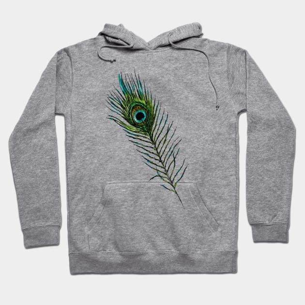 Peacock Feather Print Hoodie by rachelsfinelines